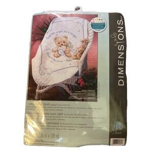 Dimensions Cuddly Bear Quilt Stamped Cross Stitch Kit 13065 Size 34” x 43” New